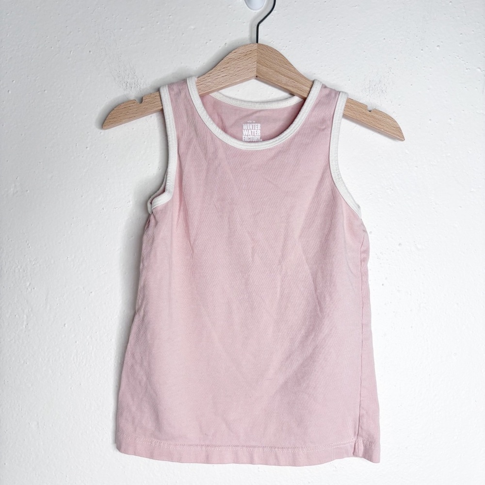 Winter Water Factory Light Pink Ringer Tank Organic Cotton Size 2T EUC